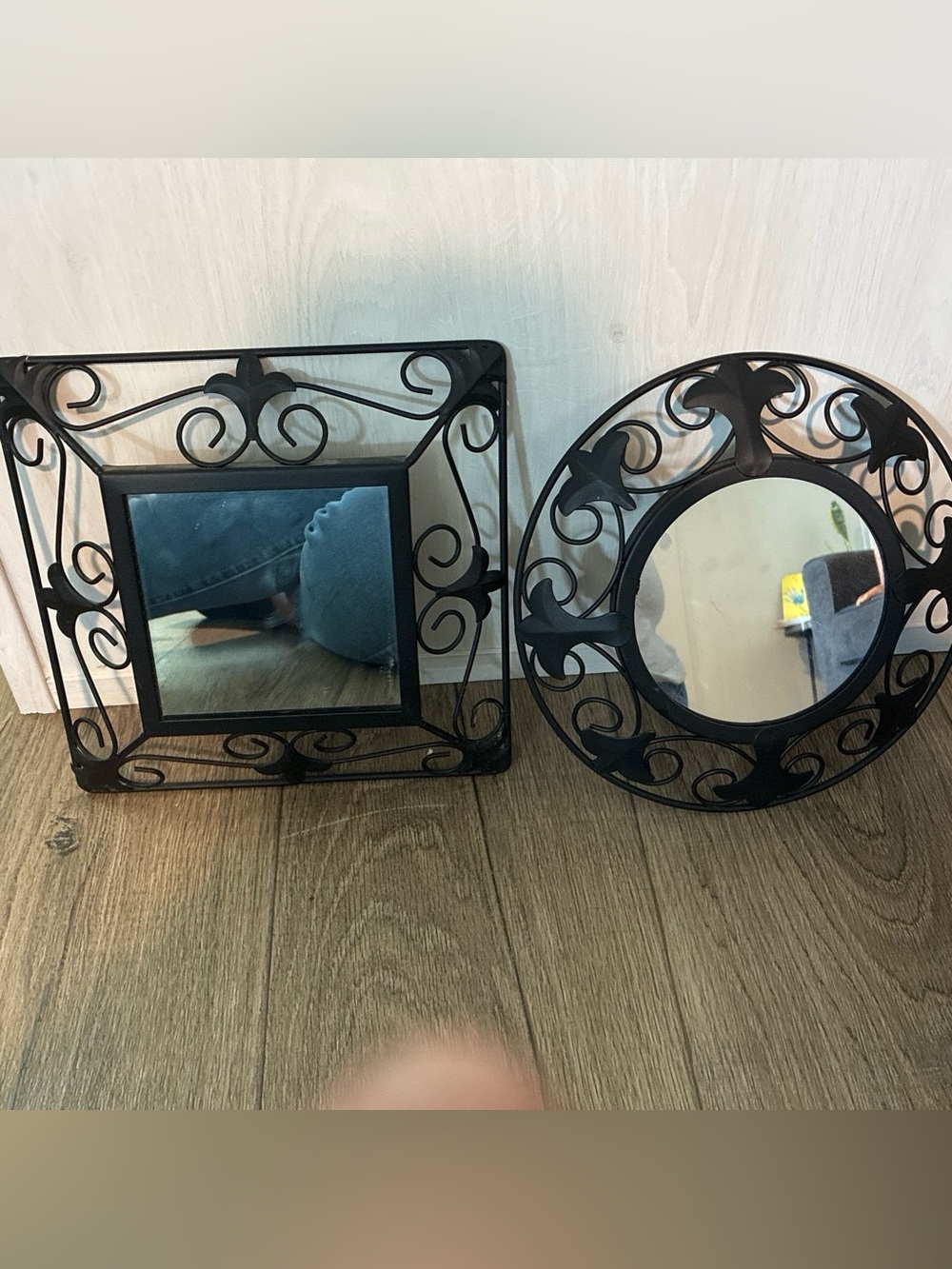 Home Interiors Classic Black Scrollwork Wall Mirrors - Set of 2